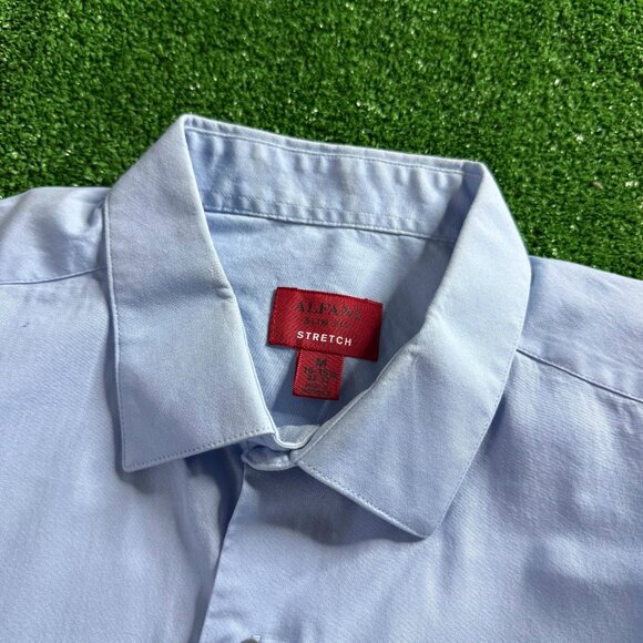 Alfani Long Sleeve Button Up Slim Fit Stretch Business Casual Blue Shirt Size M - Picture 7 of 11